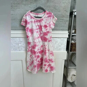 Gap kids girls large pink white tie dye tie dye dress short sleeve